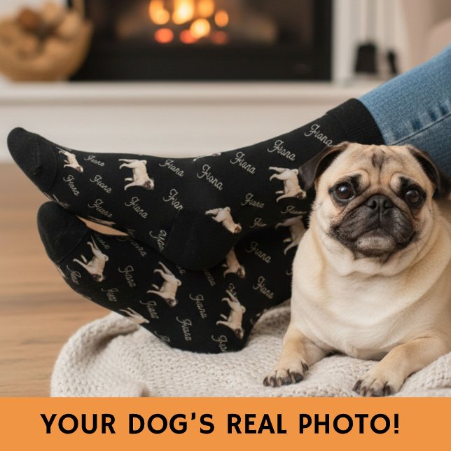 Calcetines personalizados con foto de perro negro (Subido por el creador)