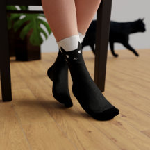 Calcetines personalizados de gatito negro y blanco