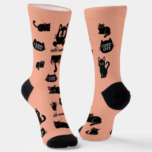 Calcetines Personalizados de Gato Negro - Regalo d