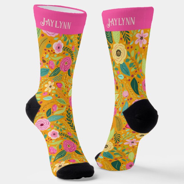 Calcetines personalizados de la floral de la Moda  (Angular)
