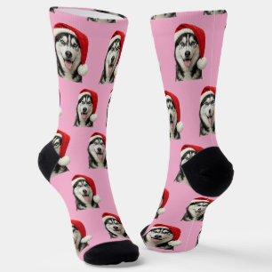 Calcetines personalizados de Navidad con Husky lin
