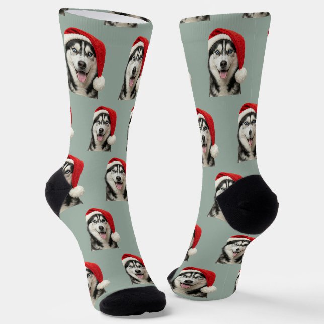Calcetines personalizados de Navidad con Husky lin (Angular)