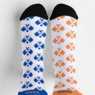 Calcetines personalizados de pickleball azul naran