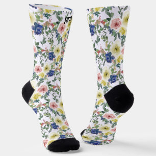 Calcetines Personalizar las iniciales multicolor amarillo mor