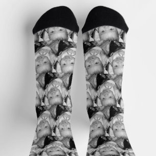 Calcetines Personalizar Tu patrón fotográfico blanco negro