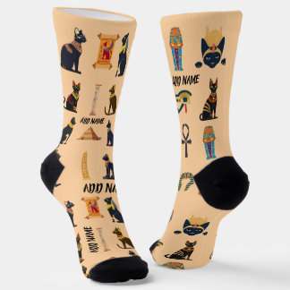 Calcetines Personalized Ancient Egyptian Cat Socks & Pyramids