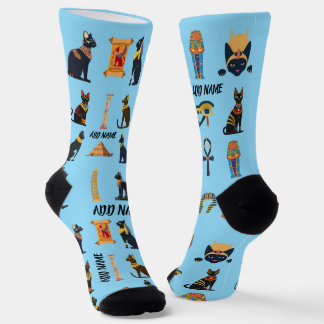 Calcetines Personalized Ancient Egyptian Cat Socks & Pyramids