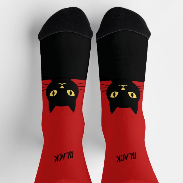 Calcetines Personalized Black Cat Socks - Cat Lovers gift  (Arriba)