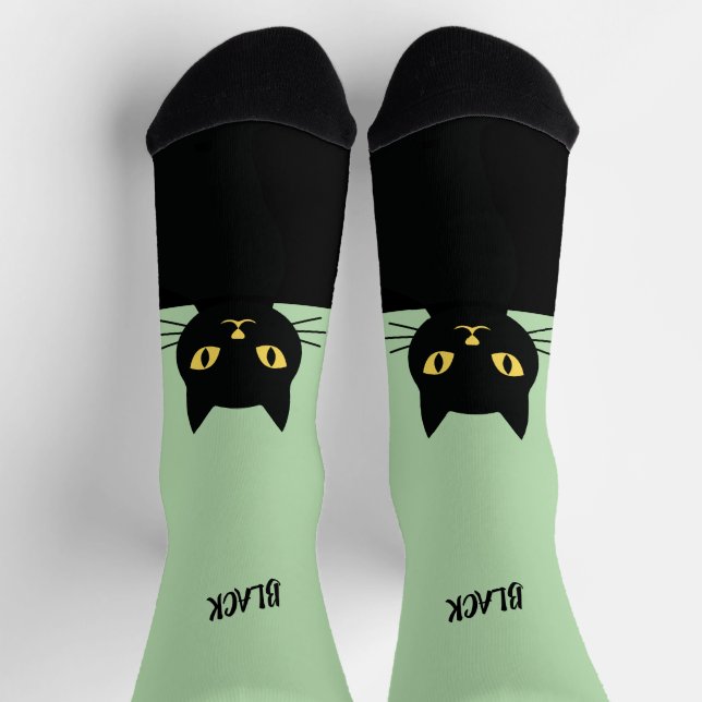 Calcetines Personalized Black Cat Socks - Cat Lovers gift  (Arriba)