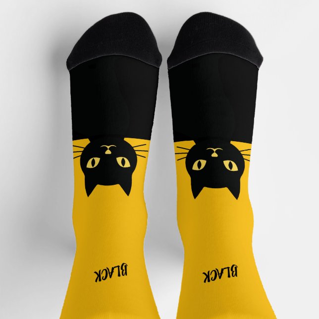 Calcetines Personalized Black Cat Socks - Cat Lovers gift  (Arriba)
