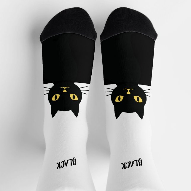 Calcetines Personalized Black Cat Socks - Cat Lovers gift  (Arriba)