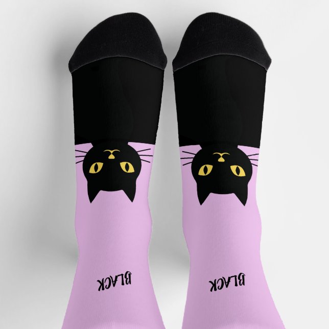Calcetines Personalized Black Cat Socks - Cat Lovers gift  (Arriba)
