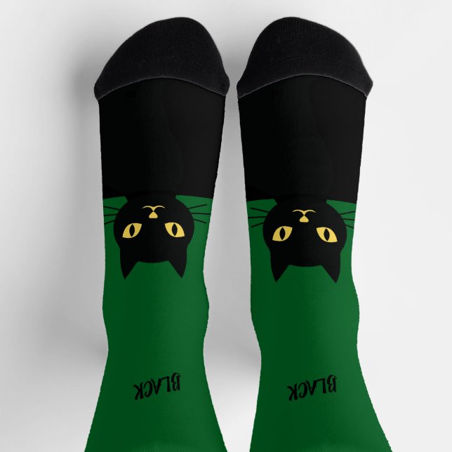 Calcetines Personalized Black Cat Socks - Cat Lovers gift  (Arriba)
