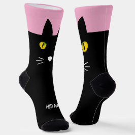 Calcetines Personalized Black Cat Socks - Cats Custom Gift 