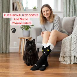 Calcetines Personalized Black Cat Socks - Cats Custom Gift