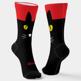 Calcetines Personalized Black Cat Socks - Cats Custom Gift 