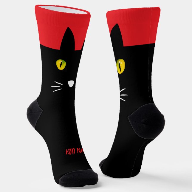 Calcetines Personalized Black Cat Socks - Cats Custom Gift  (Angular)