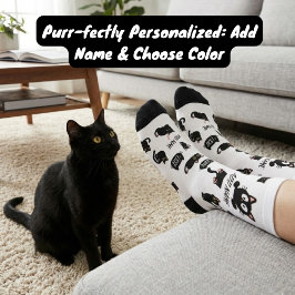 Calcetines Personalized Black Cat Socks - Custom Cat Lover Gi