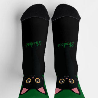 Calcetines Personalized Black Cat Socks - Gift For Cat lovers