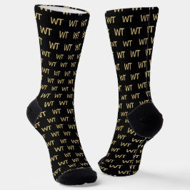 Calcetines Personalized Black Gold Initials Logo 