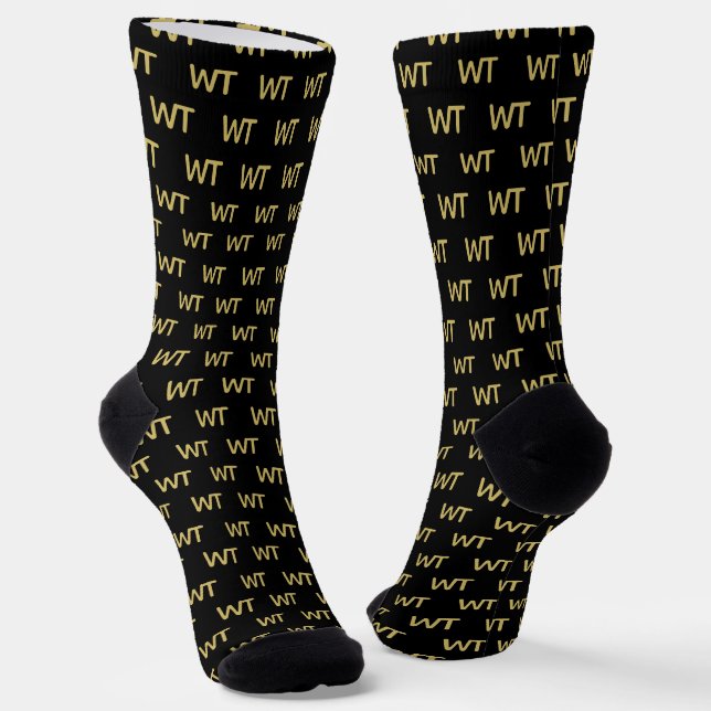 Calcetines Personalized Black Gold Initials Logo  (Angular)
