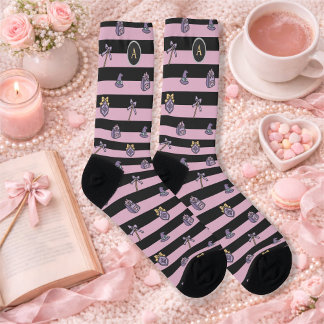 Calcetines Personalized Book Girl Academy Wizard Black Pink