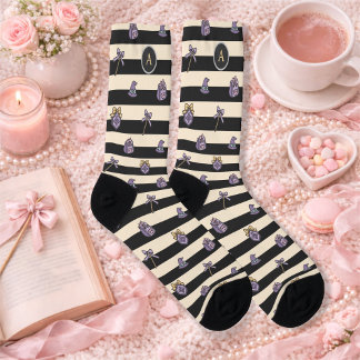 Calcetines Personalized Bookish Girl Academy Wizard Black