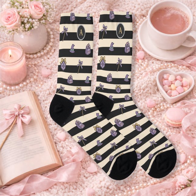 Calcetines Personalized Bookish Girl Academy Wizard Black (Subido por el creador)