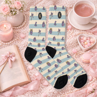 Calcetines Personalized Bookish Girl Academy Wizard Blue