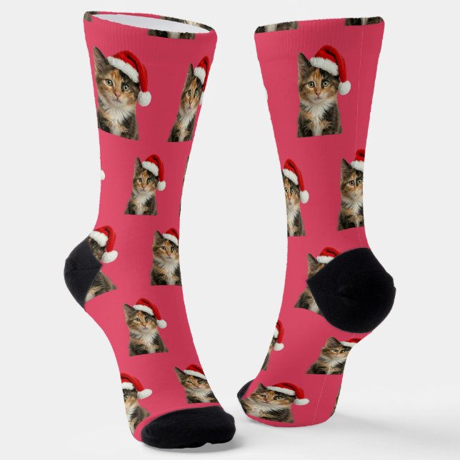 Calcetines Personalized Custom Calico Kitty Cat Christmas  (Angular)