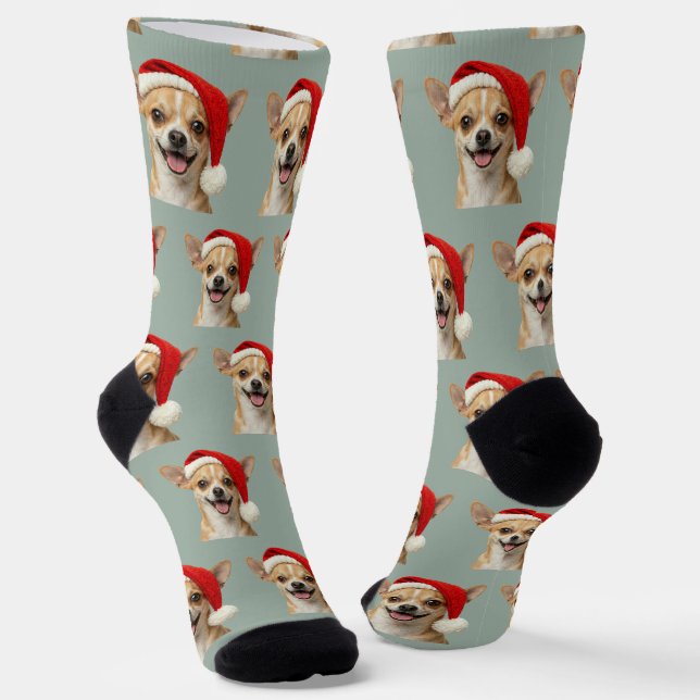 Calcetines Personalized Custom Cute Chihuahua Christmas Socks (Angular)