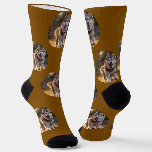 Calcetines Personalized Custom Photo Blob - Husky Dog Face (Angular)