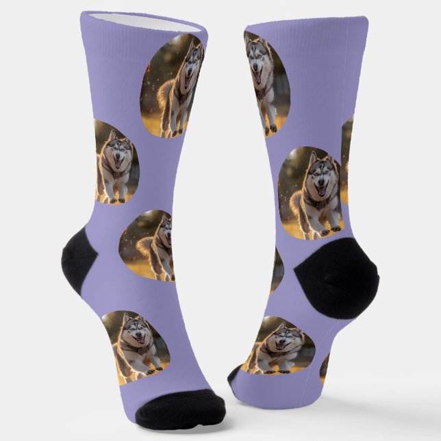 Calcetines Personalized Custom Photo Blob - Husky Dog Face (Angular)