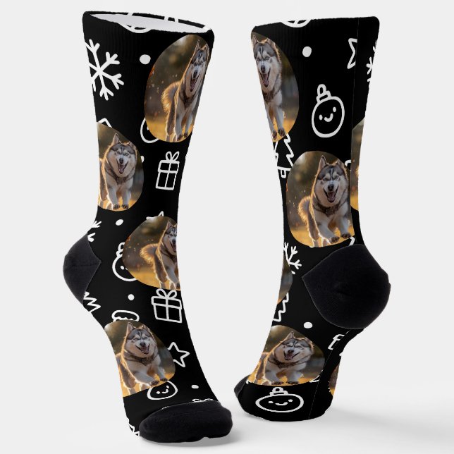 Calcetines Personalized Custom Photo Blob - Winter Husky  (Angular)