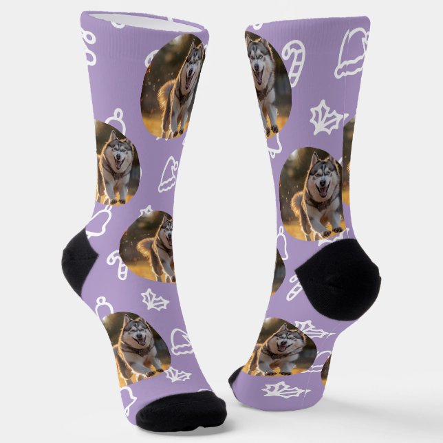 Calcetines Personalized Custom Photo - Winter Celebration (Angular)