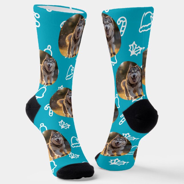 Calcetines Personalized Custom Photo - Winter Celebration (Angular)