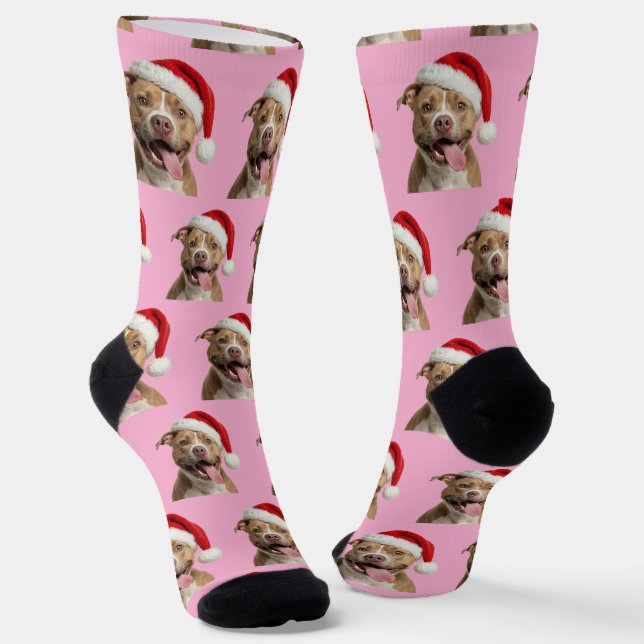 Calcetines Personalized Custom Pitbull Christmas  (Angular)
