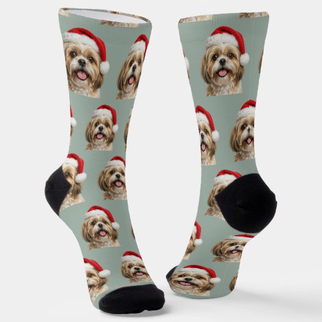 Calcetines Personalized Custom Shitszu Christmas  (Angular)