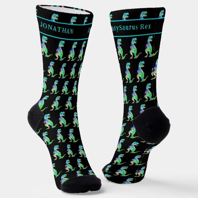 Calcetines Personalized Daddy saurus Funny Dad Dinosaur (Angular)
