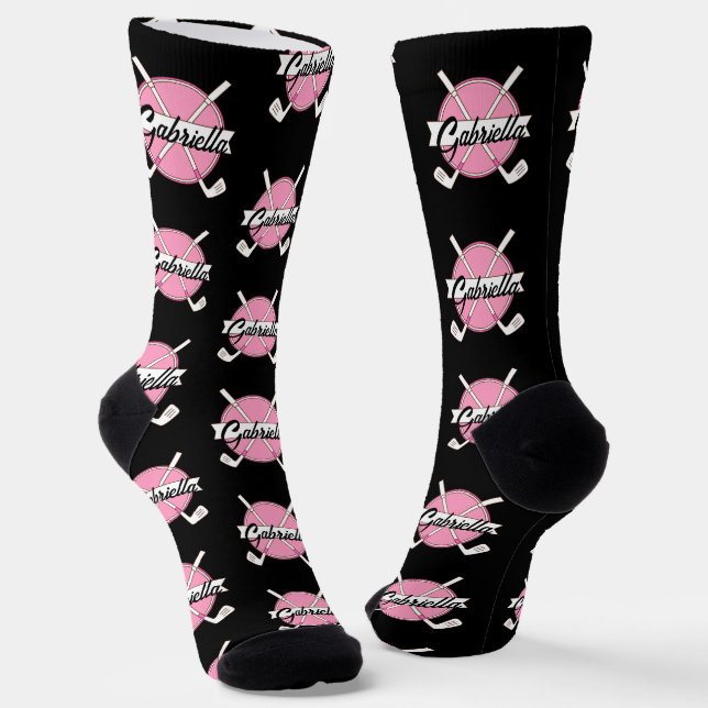 Calcetines Personalized Golf Clubs Pink/Black Monogram  (Angular)
