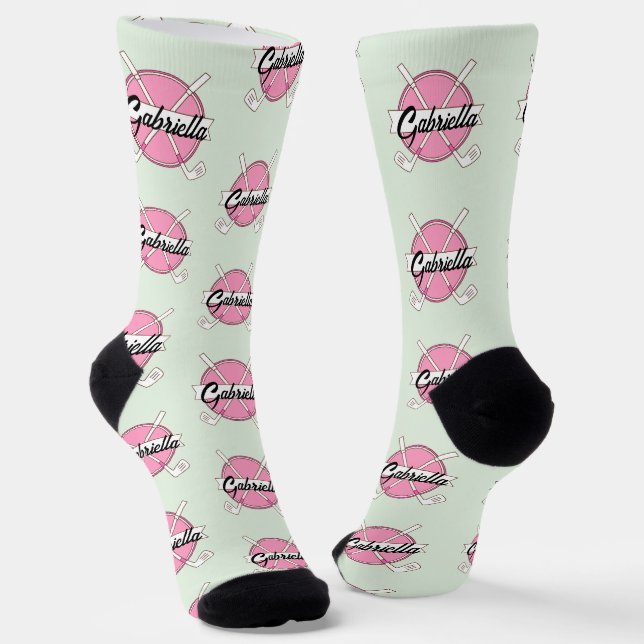 Calcetines Personalized Golf Clubs Pink/Green Monogram  (Angular)
