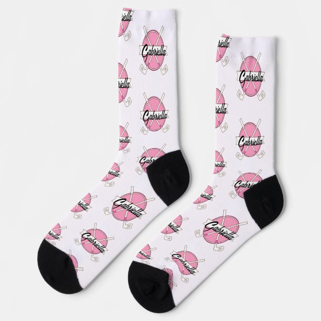 Calcetines Personalized Golf Clubs Pink/White Monogram  (Izquierda)