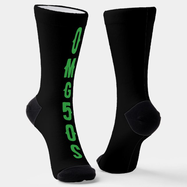 Calcetines Personalized lettering Green and black modern Chic (Angular)