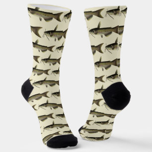 Calcetines Pesca de bagre, vida marina vintage pez de río
