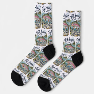 Calcetines Pescar y Encontrar Trucha Frase Divertida para Pes