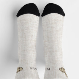 Calcetines Pétanque, three balls on a beige linen design