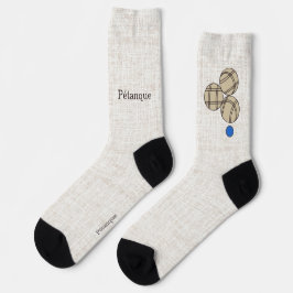 Calcetines Pétanque, tres bolas en un diseño de lino beige