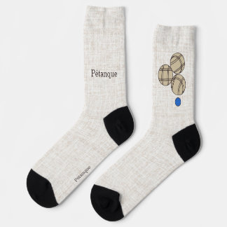 Calcetines Pétanque, tres bolas en un diseño de lino beige