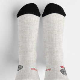 Calcetines Pétanque, two balls, red on a beige linen design