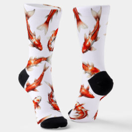 Calcetines Pez de la fortuna, koi nadando, acuarela